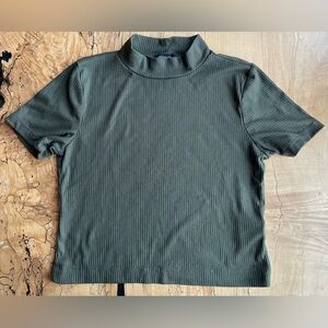 Forest Green Ribbed Short Sleeve Top
